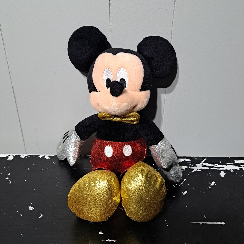 Ty Mickey Mouse Plush with Gold and Silver Accents Shiny Series